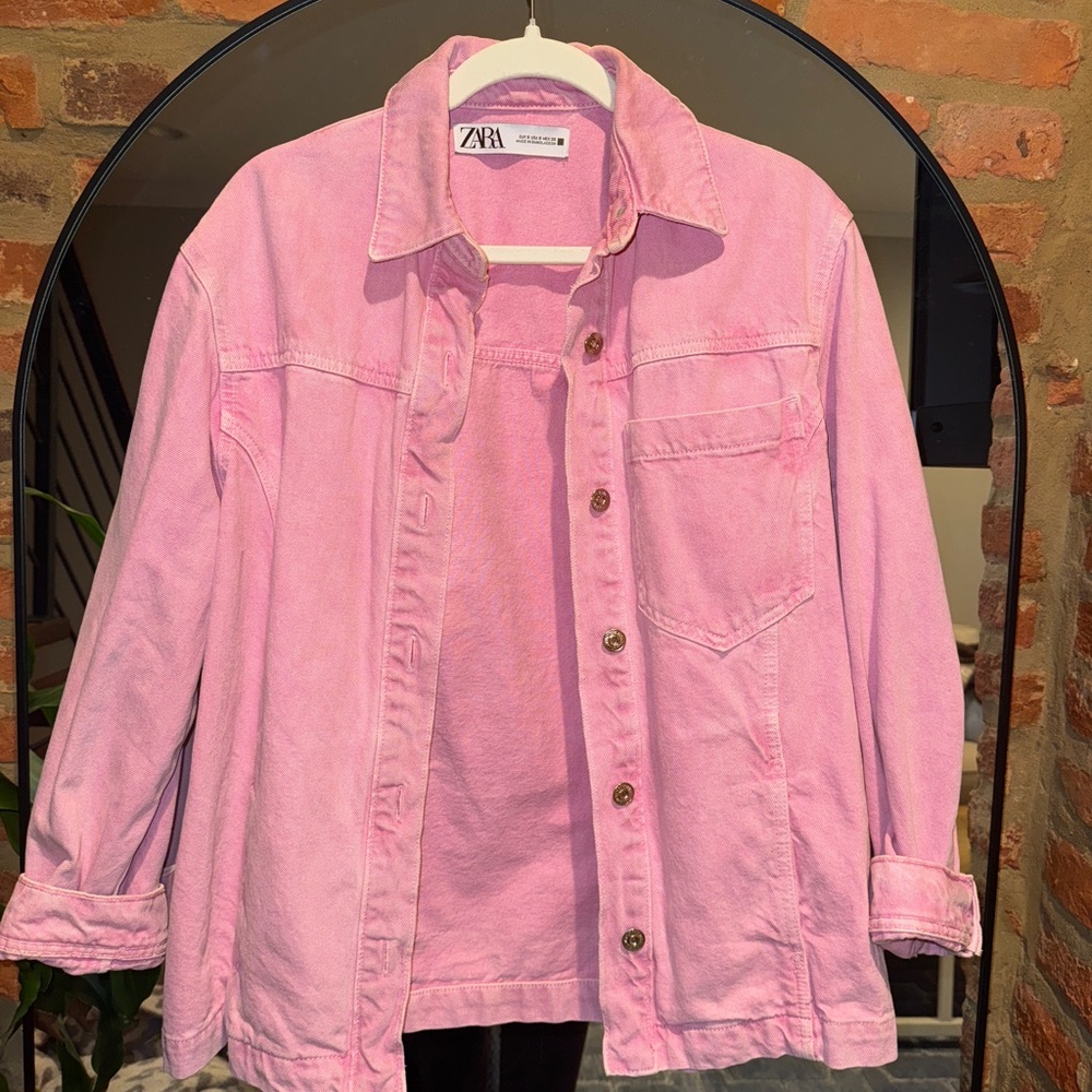 Zara Light Pink Jean Jacket for Women